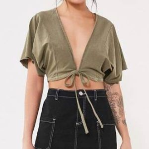 Kimchi Blue Tie Front Crop Top